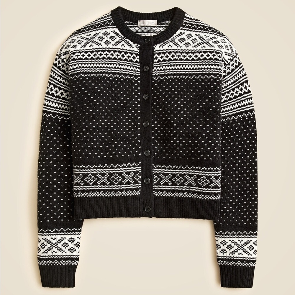 J. Crew Fair Isle Cardigan in Vintage Wool
